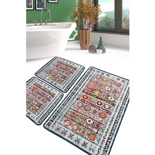  Weref Multicolor Bathmat Set (3 Pieces) Cene