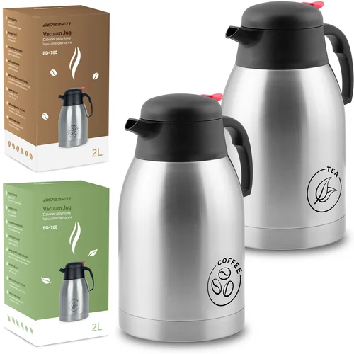 Berdsen BD-780 Vacuum Jug Set of 2 - 2L Coffee and Tea Thermos, (21740605)