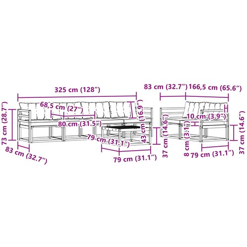  Set vanjskih sofa 7 pcs Bijela i krem 79 x 79 x 37 cm Slike