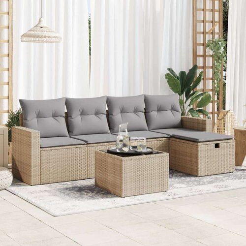 vidaXL 6-dijelni set vrtnih sofa s jastucima bež od poliratana Cijene