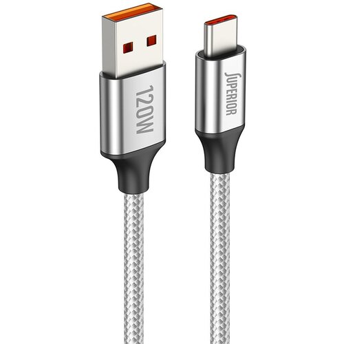 Superior usb data kabal SU-K100 pleteni fast 120W 6A type c 1m/ srebrna Slike