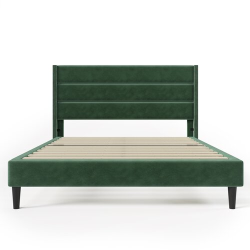 Lumor Oblazinjena postelja iz žameta – 140x200 cm – sodoben slog – zelena, (22151391) Cene