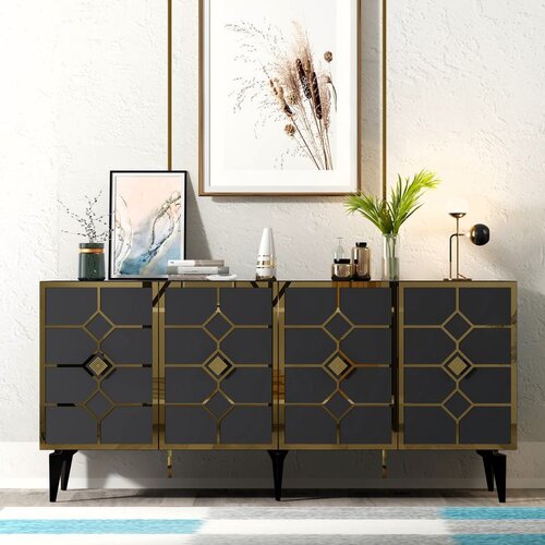 Hanah home cagla - anthracite, gold anthracitegold console Cene