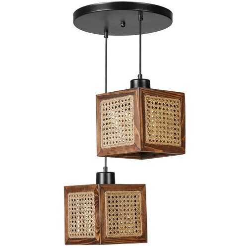 Opviq kumsal 2 li tepsili ceviz rattan avize rattanwalnut chandelier Slike
