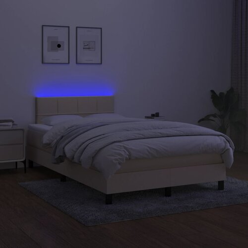  s oprugama i madracem LED krem 120 x 190 cm od tkanine Slike