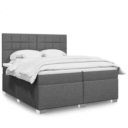 VidaXL Box spring postelja z vzmetnico temno siva 200x200 cm blago Slike