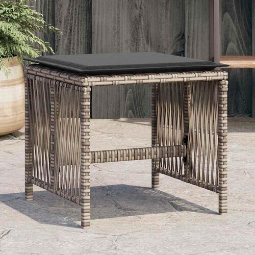  Vrtni stolci s jastucima 4 kom sivi 41x41x36 cm od poliratana Slike