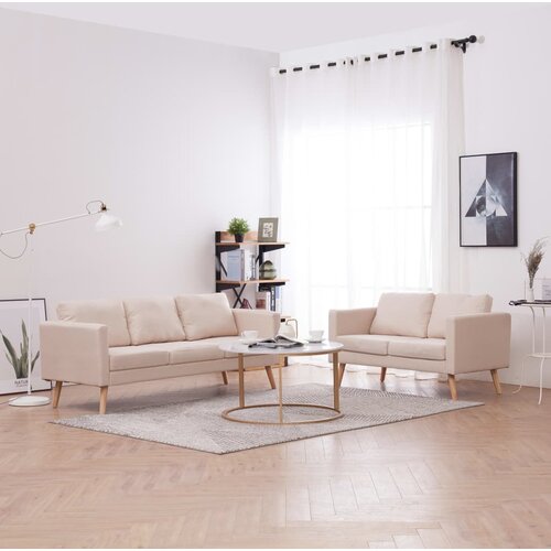 The Living Store Sedežna garnitura 2-delna blago krem - Zofa, (21438853) Cene