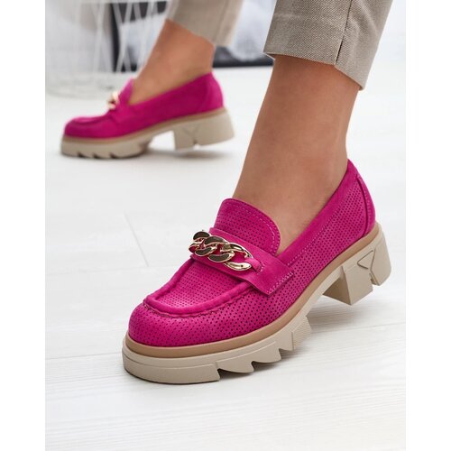 Resti Eco-suede moccasins with gold embellishment in fuchsia Zaffix Cene