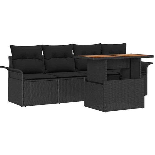  Sjedeća garnitura za vrt 5 kom. Crna poliratan 100 x 55 x 73 cm Slike