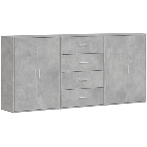 Maison Chic Komoda - Predalnik 3 kosi betonsko siva 60x31x84 cm inženirski les, (21718717) Cene