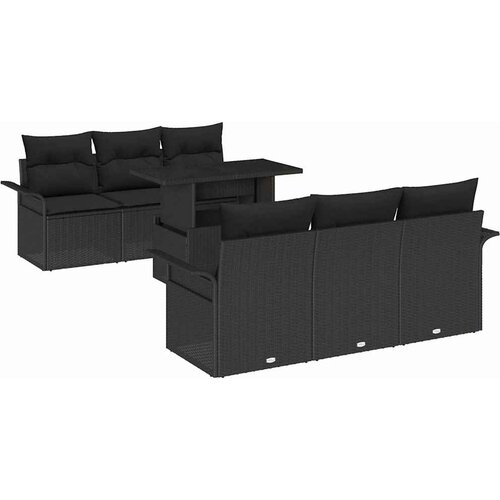  Sjedeća garnitura za vrt 7 kom. Crna [Sintetički]: Poli Ratan 196 x 179 x 85 cm Slike