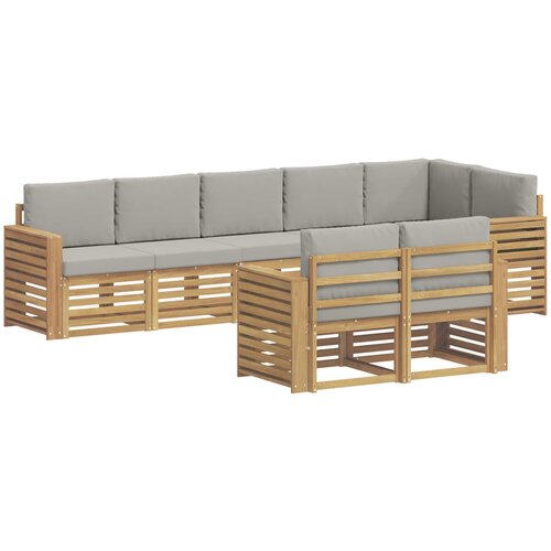  Set vanjskih sofa 8 kom. Bijela i svjetlosiva Poliester 310 x 132,5 x 73 cm Slike