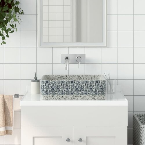VidaXL umivalnik siv in moder pravokoten 46x35,5x13 cm keramika Slike
