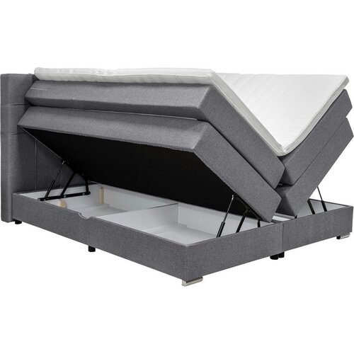 CARRYHOME POSTELJA BOXSPRING 160 cm x 200 cm , tekstil siva Slike