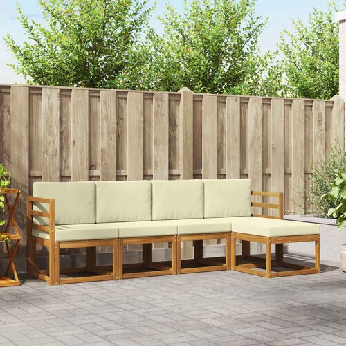 Set vanjskih sofa 5 pcs Prirodna i krem Čvrsto drvo akacije Cijene