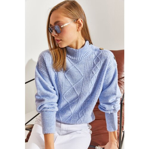 Bianco Lucci Women's Button Detailed Patterned Knitwear Sweater Slike