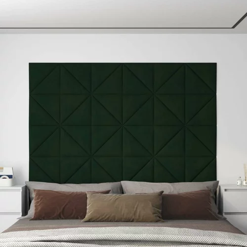  Zidne ploče 12 kom tamnozelene 30x30 cm baršunaste 0 54 m²