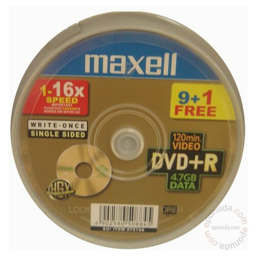 Maxell DVD+R 4.7GB 16X SP10/200 disk Slike