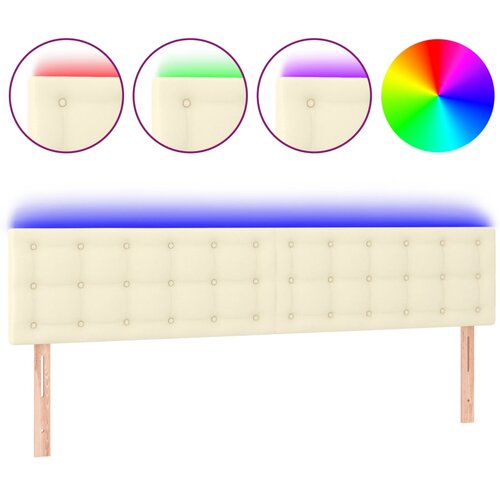  LED uzglavlje krem 180 x 5 x 78/88 cm od umjetne kože Slike