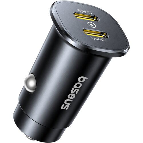 Baseus GoTrip avtopolnilec z 2 USB-C vhodoma 30W črne barve Slike