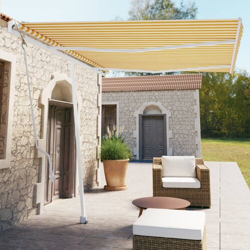 vidaXL Prostostoječa avtomatska tenda 350x250 cm rumena/bela Cene