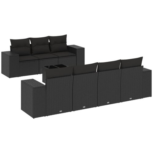  8-dijelni set vrtnih sofa od poliratana s jastucima crni Crna 93 x 62 x 69 cm Slike