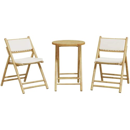  3-dijelni sklopivi bistro set s krem bijelim jastucima bambus Slike