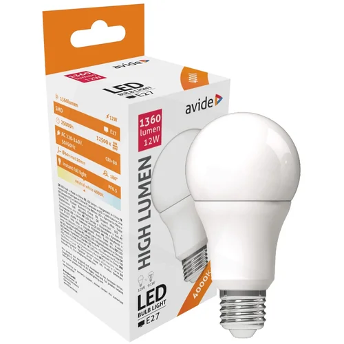 Avide Sijalica, LED 12W, E27, 4000K, 230V AC, bijela svjetlost – Globe A60 12W E27