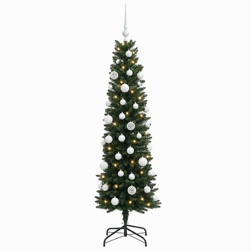  Umjetno usko božićno drvce s kuglicom 150 cm 150 LED lampica Slike