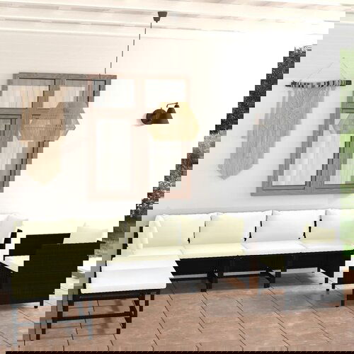 vidaXL 7-dijelna vrtna garnitura od poliratana s jastucima crna Cijene