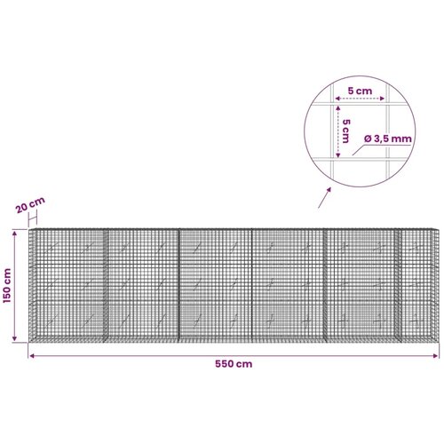  Gabion s žicom debljine 3 5 mm i mrežom 5x5 cm 550x20x150 cm - 20 cm 150 cm 550 cm Slike