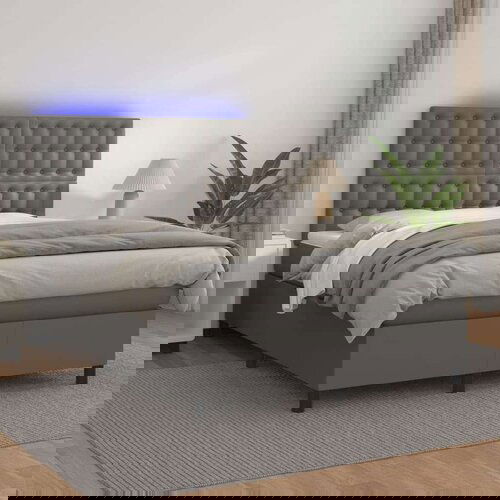  Box spring s madracem LED sivi 140x200cm od umjetne kože Cene