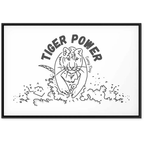  Slika - Tiger Power (1 Part) Wide 120x80 U crnom drvenom okviru Slike