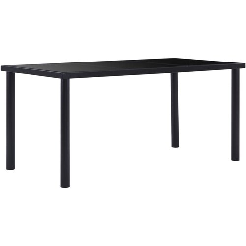  Blagovaonski stol crni 160 x 80 x 75 cm od kaljenog stakla Slike