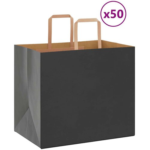  Papirnate vrećice 50 kom s ručkama crne 32x22x28 cm Cijene