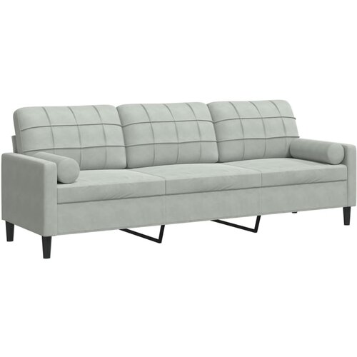 Maison Chic kavč - Sofa - Kanape trosed z okrasnimi blazinami svetlo siv 210 cm žamet, (21727914) Cene