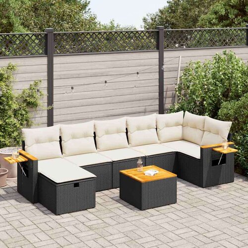 vidaXL 8-dijelni set vrtnih sofa od poliratana s jastucima crni Cijene
