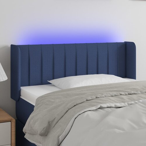 vidaXL LED posteljno vzglavje modro 103x16x78/88 cm blago Cene