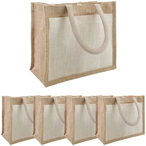  Torbe od jute s džepom 5 Prirodna i bijela 26 x 22 x 14 cm Cijene