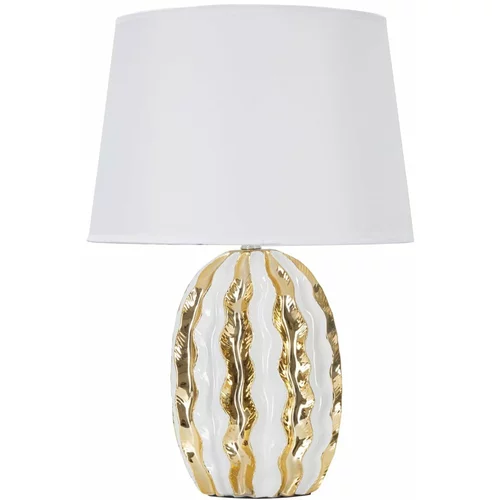 Mauro Ferretti Bijela/u zlatnoj boji stolna lampa keramička s tekstilnim sjenilom (visina 48 cm) Glam Stary –