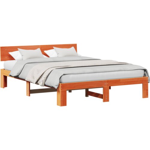 vidaXL Krevetni okvir s uzglavljem vax smeđe boje 160x200 cm od masivne borovine Cene