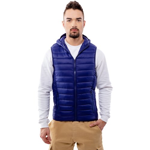Glano Men's Quilted Vest with Hood - navy Slike