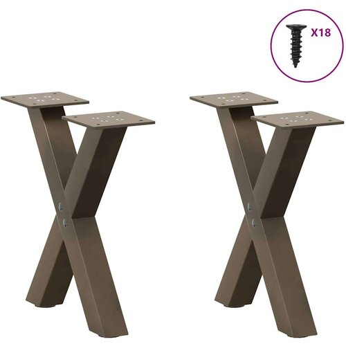  Noge za stolić X-oblika 2 kom prirodni čelik 30x(30-31)cm čelik Slike