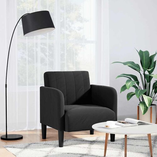 SOFA fotelja s naslonima za ruke crna 54 cm baršunasta Cene