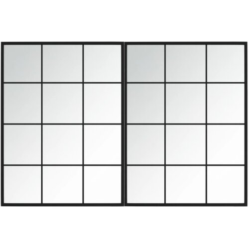 Maison Chic 2 kosi stenskega ogledala - kozmetično ogledalo črno 80x60 cm kovinsko, (21697835) Cene