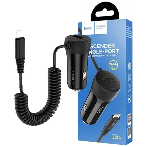 hoco. Auto punjač za Lightning kabelom, 1 x USB, 2.4 A max. – Z21A Ascender Lightning