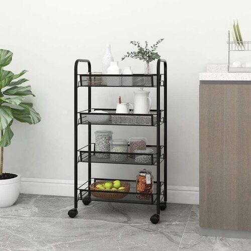 vidaXL Kuhinjska kolica s 4 razine crna 46 x 26 x 85 cm željezna Cijene