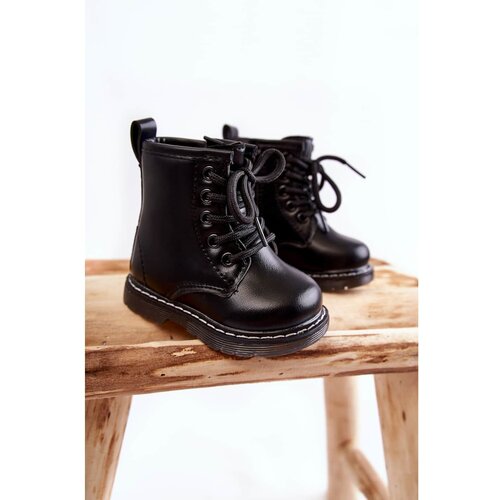 Kesi children&amp;#039;s Leather Boots With Zipper Black Omua Slike