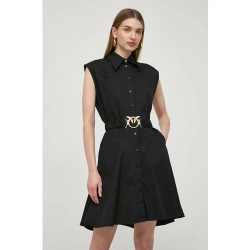 Pinko Pamučna haljina boja: crna, mini, širi se prema dolje, 103111 A1P4